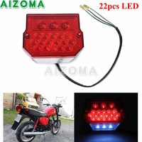 E15 Motorcycle License Plate Light 22pcs LED Brake Tail Light For Suzuki TS 125/150/250 MZ ETZ 150/250/251/301 Simson SR50/S5