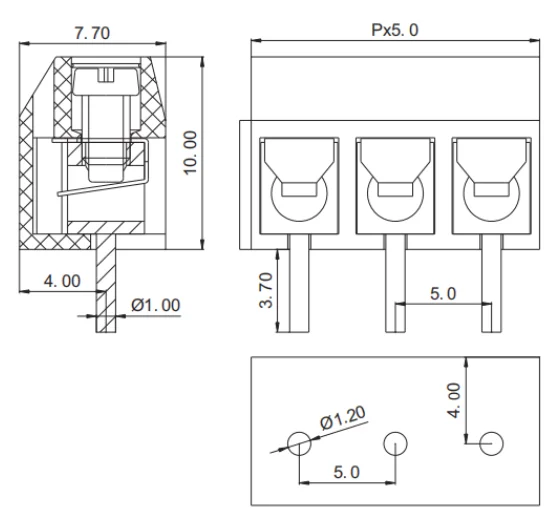 10PCS!!! KF300 KF301-5.0 screw PCB terminal spacing 5.0MM 5.08MM connector 2P 3P