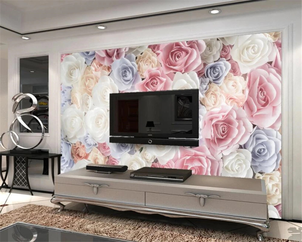 Beibehang Custom 3d Behang Romantische Rose 3D Tv Achtergrond Woonkamer Slaapkamer Achtergrond Muurschildering Behang 3d