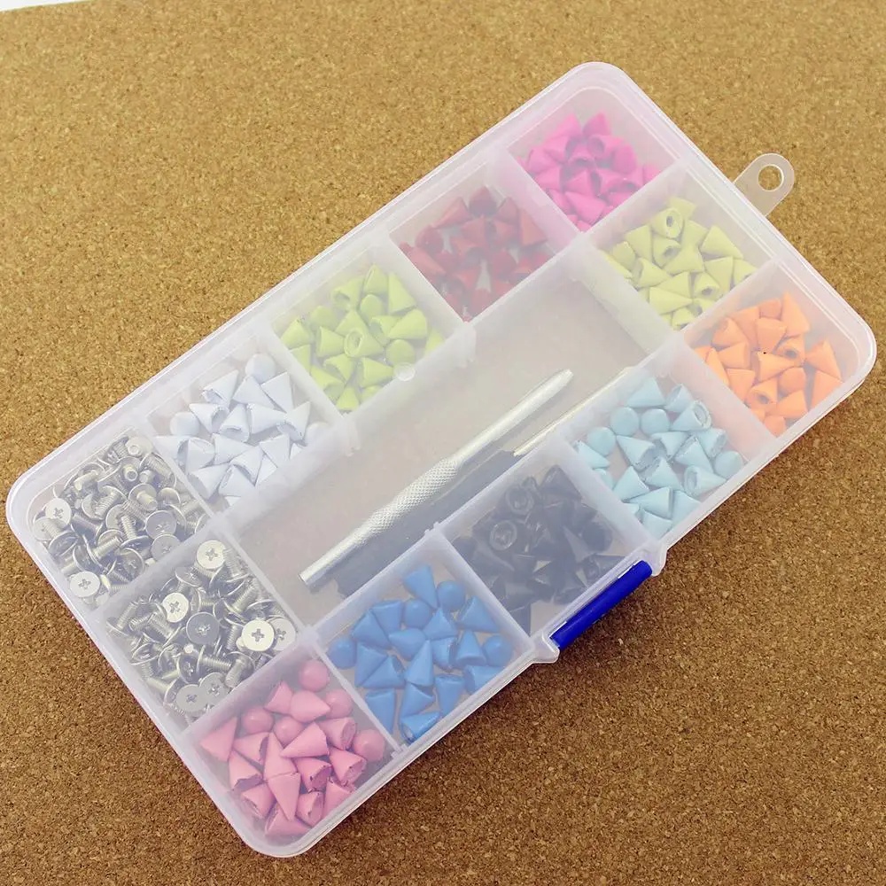 200pcs 7*10mm Colorful Painted Cone Studs And Spikes For Clothes DIY Garment Rivets For Leather Handcraft Remachadora