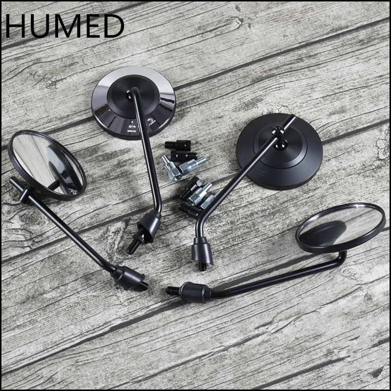 

Vintage Universal Motorcycle Round Side Black View Mirror Motorbike e-bike Scooter 10mm 8mm Rearview Mirrors for GN GG