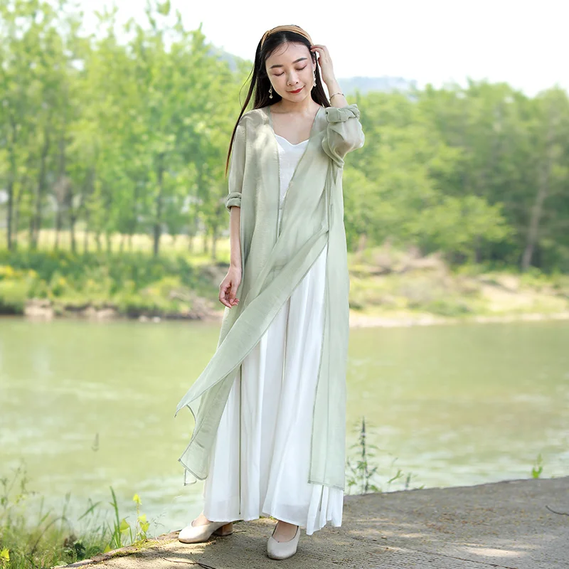 LZJN-Women's Sun Protection Shirt, Long Cardigan, Open Front, Thin Coat, Long Sleeve, Maxi, Cover Up, Summer, 2025