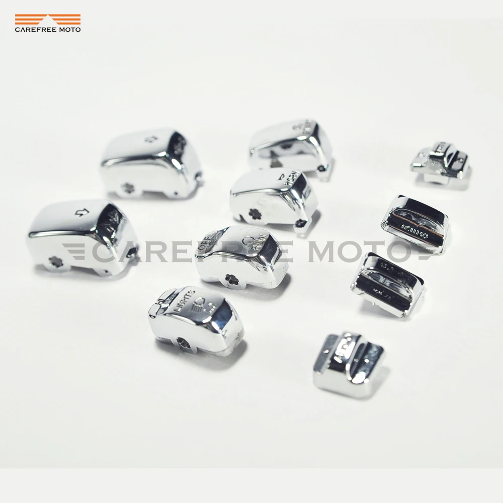 Chrome 10pcs Radio Cruise Control Switch Housing Cover Buttons Cap Kit for Harley Touring 1996-2013 Motorcycle Accessories