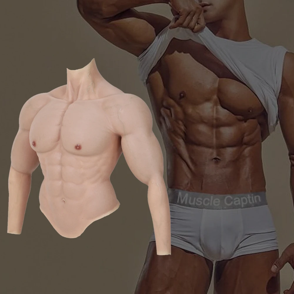 Realistic Fake Breast Muscle Suit With Arms Male Belly Silicone Fake Chest Artificial Simulation Muscles Cosplay Muscle Man Top