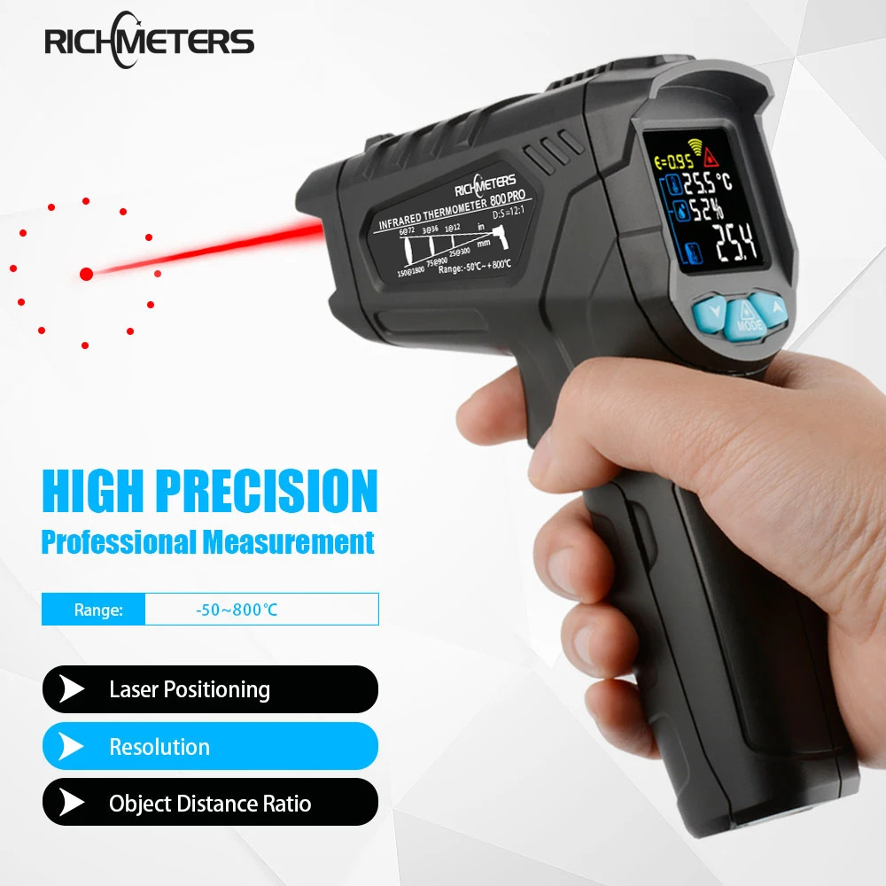 Infrared Thermometer No Contact Digital Industry Pyrometer -50~800C Aquarium Laser IR Temperature Gun