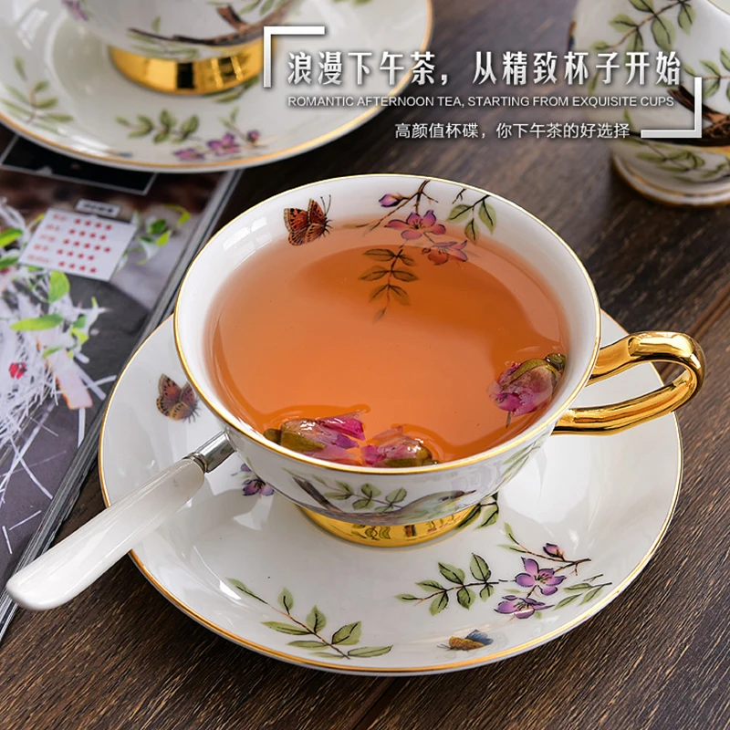 Classic European Golden Top Grade Bone China Coffee Cup European Tea Cup Set And Saucer Afternoon Tea Coffee Drinkware