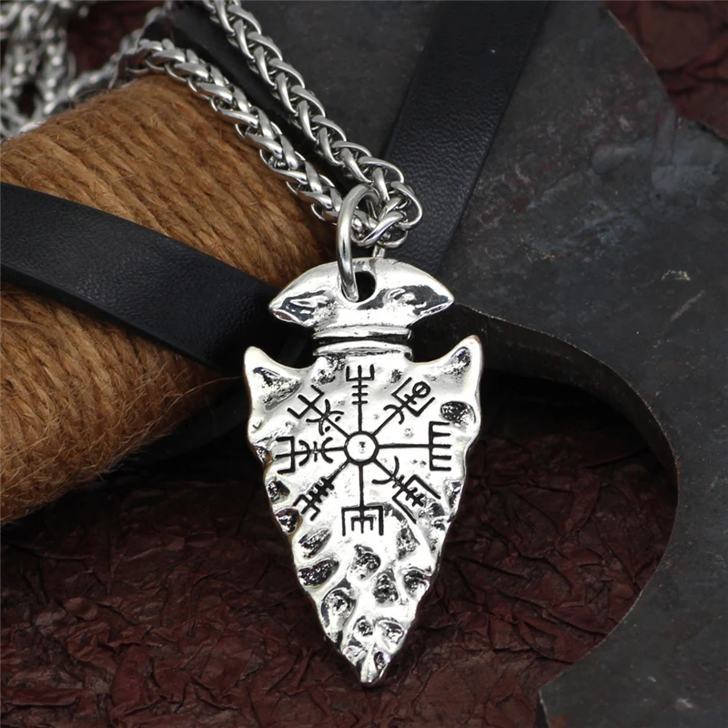 Compass Logo Viking Necklace men women Accessories Charms Pendants Signpost Success Money Happiness Antique Silver Color Jewelry