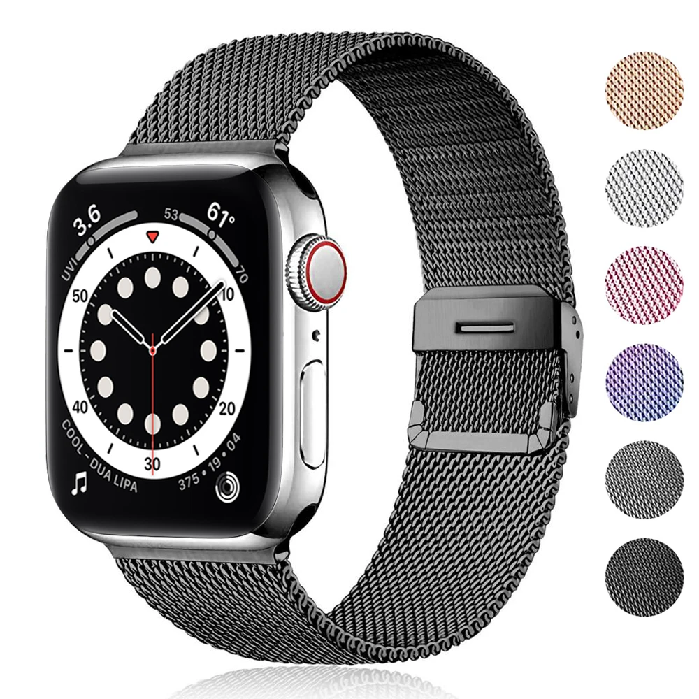 Milanese strap For Apple watch 6 band 44mm 40mm iWatch band 42mm 38mm Metal Stainless steel bracelet for Apple Watch 5 4 3 2 SE