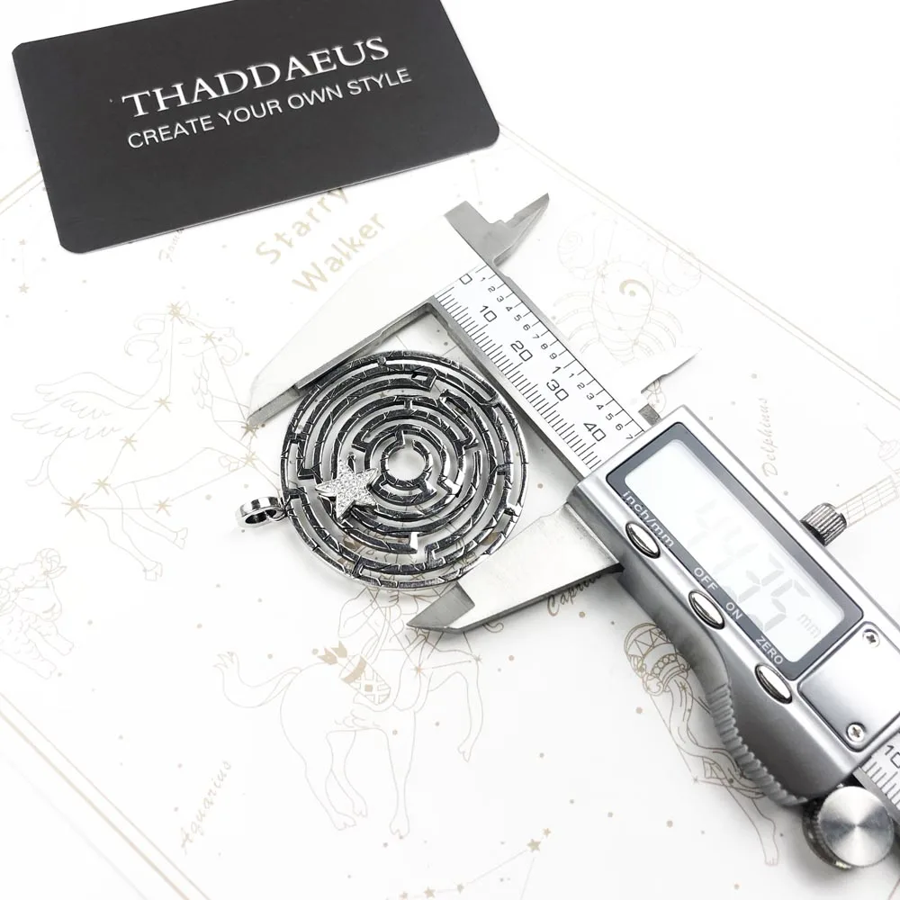 Anhänger Labyrinth mit beweglichem Stern, Sommer, brandneuer Schmuck, Vintage-Stil, 925er Sterlingsilber, Labyrinth-Zubehör, Geschenk für Frauen – Detail 3