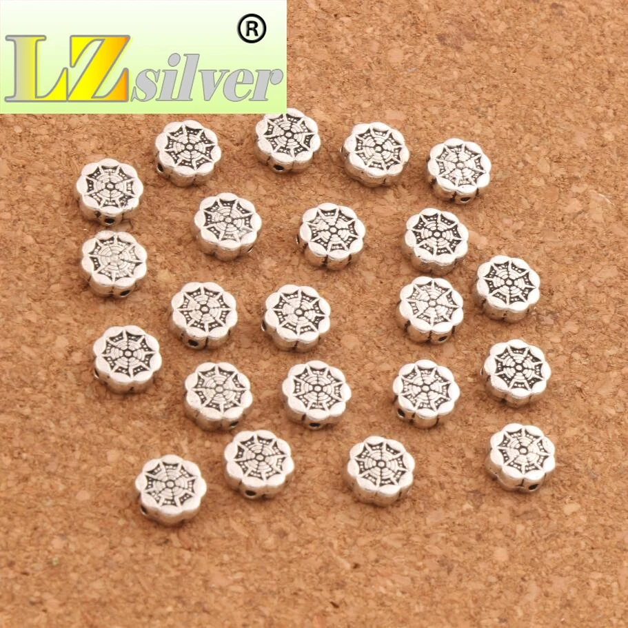Carved Etched Round Flat Beads 7.4x7.4mm 400PCS Zinc Alloy Spacers Jewelry Findings L598