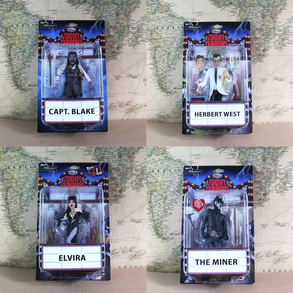 4pcs/set The Miner Herbert West Reanimator Capt. Blake NECA Toony Terrors Action Figure Model Toy Halloween Gift