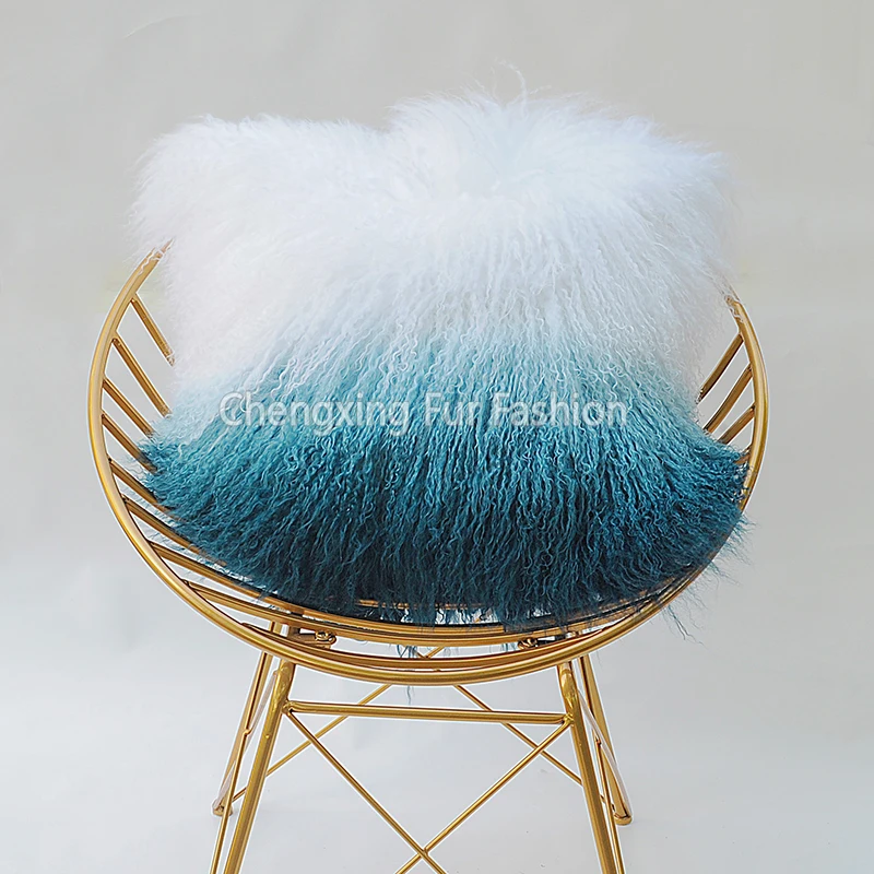 FREE SHIPPING CX-D-57P Tip Dye Mongolian Lamb Fur Pillow Cover Sheep Fur Chair Seat Cushion Cover