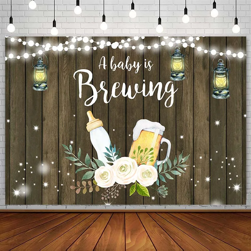 A Baby Is Berwing Backdrop Baby Shower Invitation Baby Bottle Floral Couples Antler String Lights Photography Background Studio