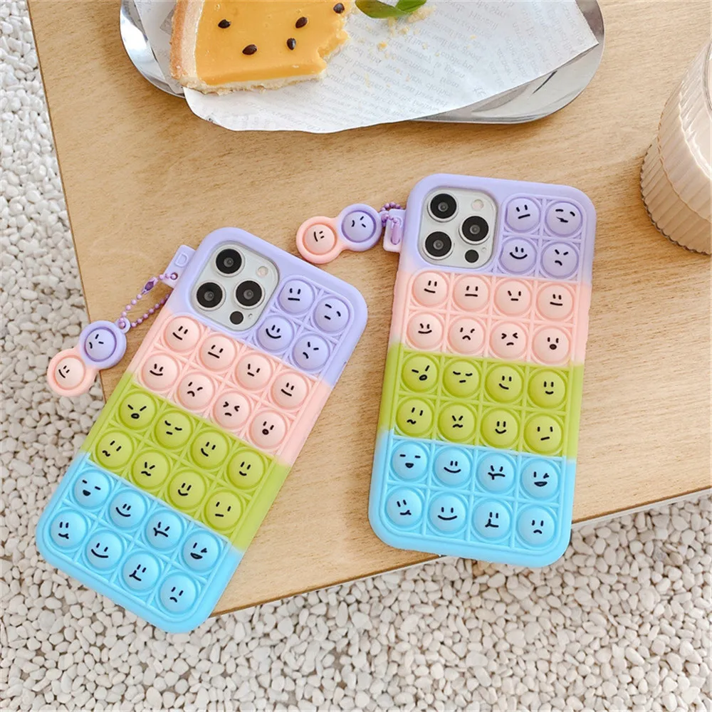 For Xiaomi 8 9 10 Pro CC9 11 K20 9T K30 K30i Fidget Toys Push Bubble Phone Cases Cover For Redmi Note 7 8 9 Pro 5G K40 Note 9 9S