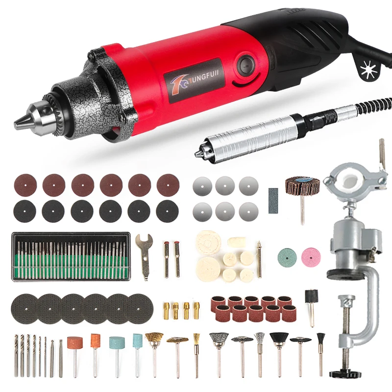 TUNGFULL Electric Drill Rotary Tool Accessories Household Hardware Tools Drilling Machine Dremel Mini Drill Variable Speed