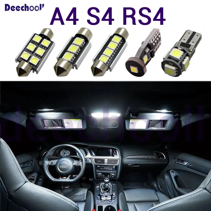 

Canbus LED License Plate Lamps/ Bulbs +Interior Overhead Indoor Dome Light Kit Bulb for Audi A4 S4 RS4 B5 B6 B7 B8 1996-2015