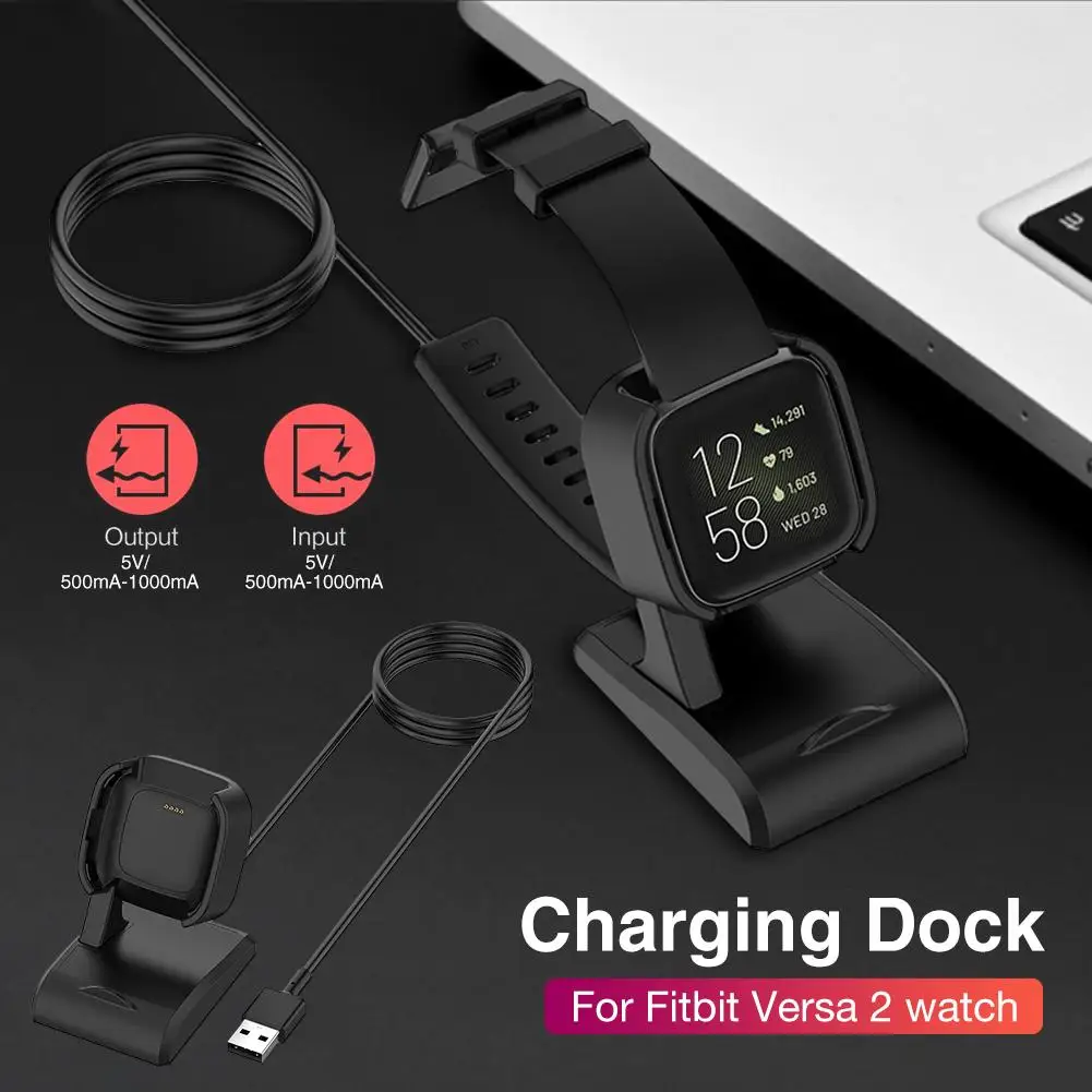For Fitbit Versa 2 Charger Dock Nonslip Charger Stand Dock Adapter Cable Replacement Charging Cable Fit For Fitbit Versa 2