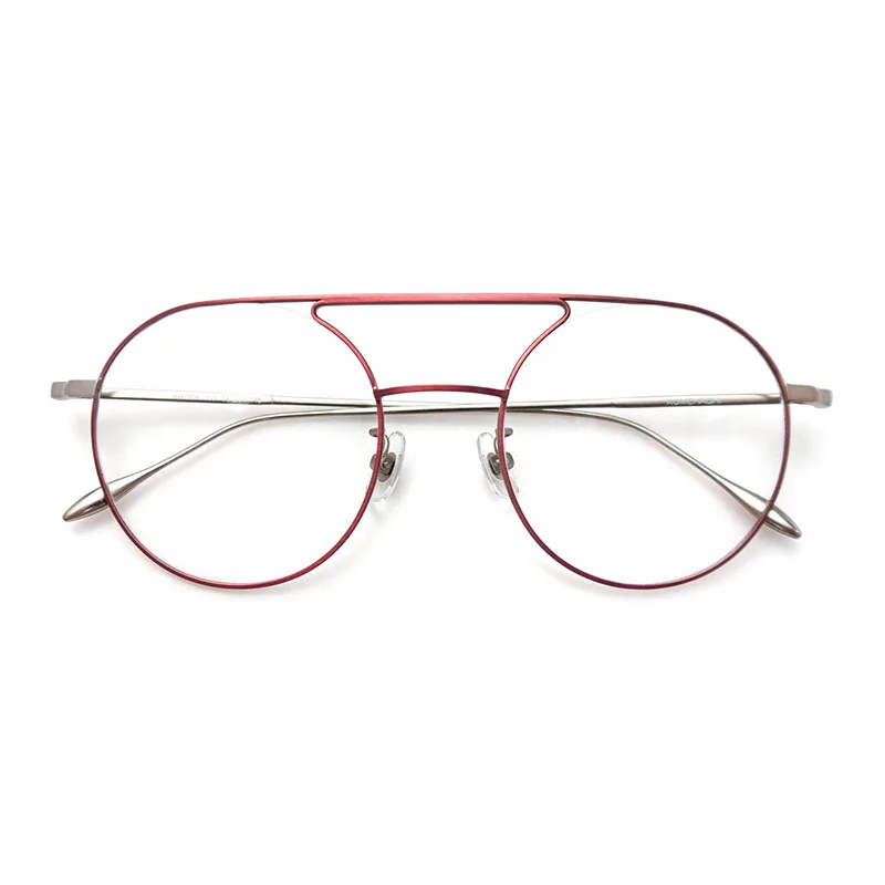 Large Circle Double Beam Metal Optical Frame Men and Women Big round Frame Full Frame Optical with Glasses Option Customization