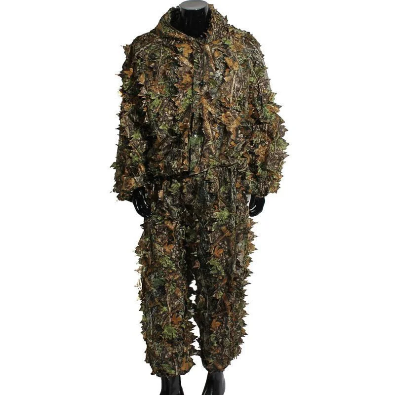 Woodland Sniper Ghillie Bionic Suit Kit, 3D Leaf Camouflage, amariss, Jungle Hunting, Outdoor