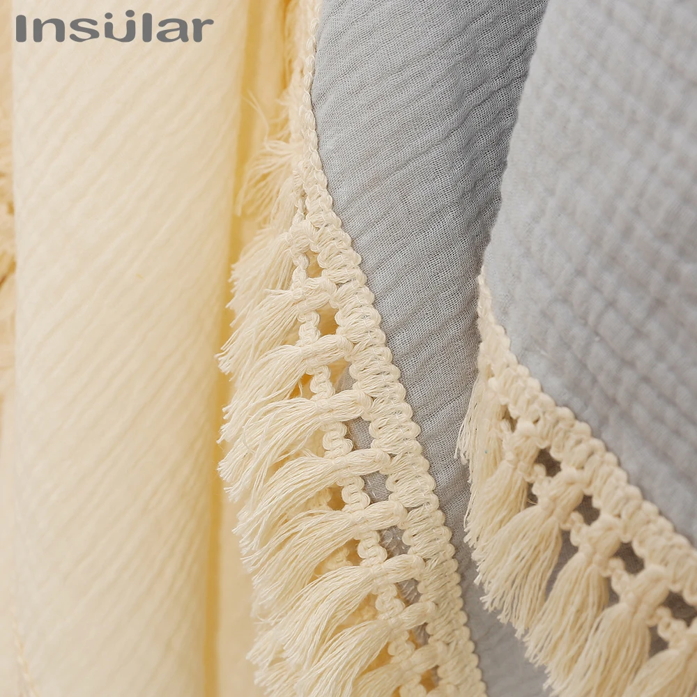 Insular Nordic Pure Color Gauze Blanket Tassel Flying Baby Blanket Sofa Warm Decorative Air Conditioning Blanket Baby Swaddle