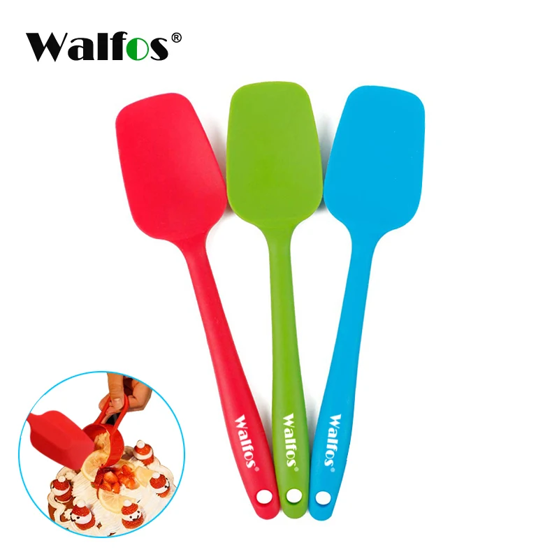 WALFOS 21/28cm Long Handle Silicone Cream Butter Cake Spatula Mixing Batter Baking Scraper Brush Dough Mixer Kitchen Accessories