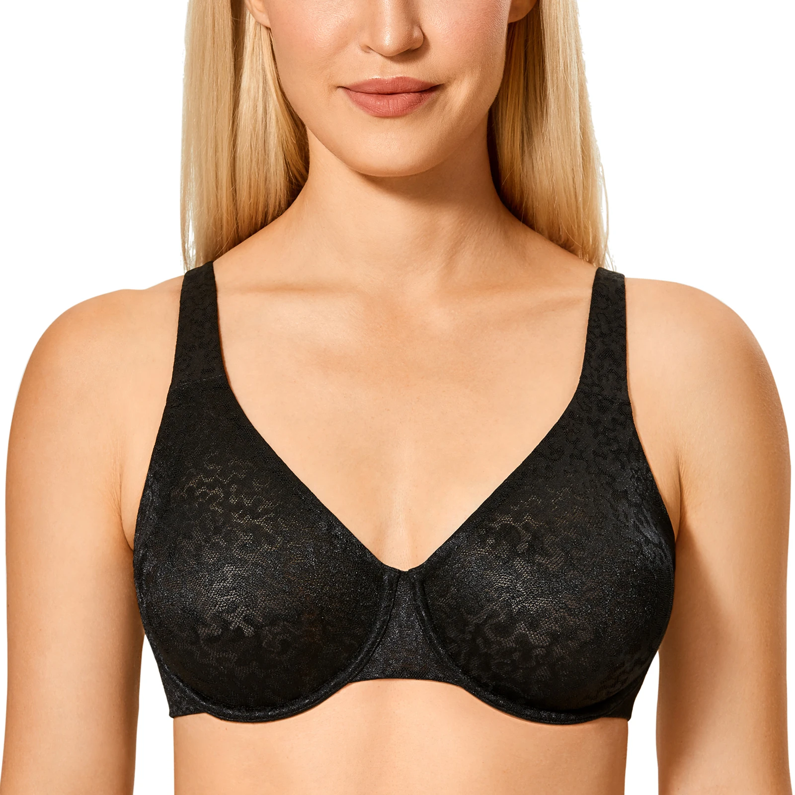 Women's Plus Size Full Coverage Non Padded Underwire Mesh Seamless Bra