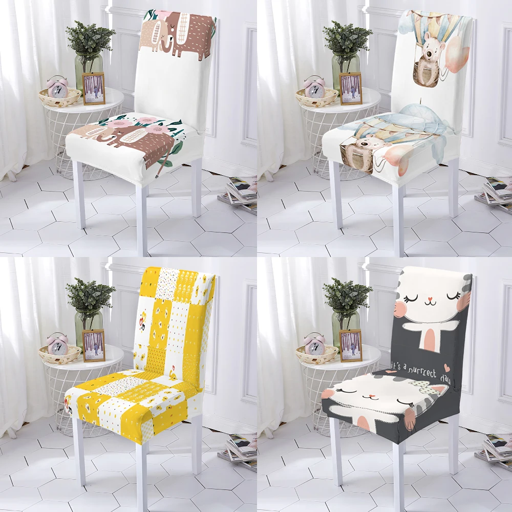 Animal Chair Cover Stripe Washable Printing Multifunctional Seat Pover Peneral Printing Party Printing 1/2/4/6psc