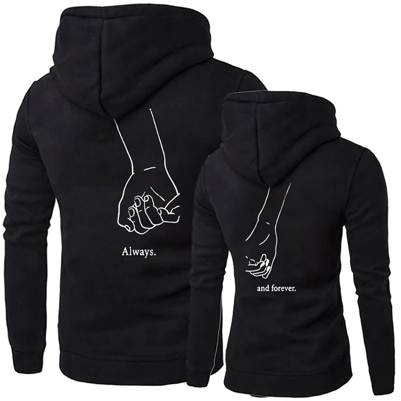 OMSJ Couple Letter Print Matching Autumn Winter Long Sleeve Always Forever Hoodies Fashion Lovers Sweatshirts Hooded Fall Gifts