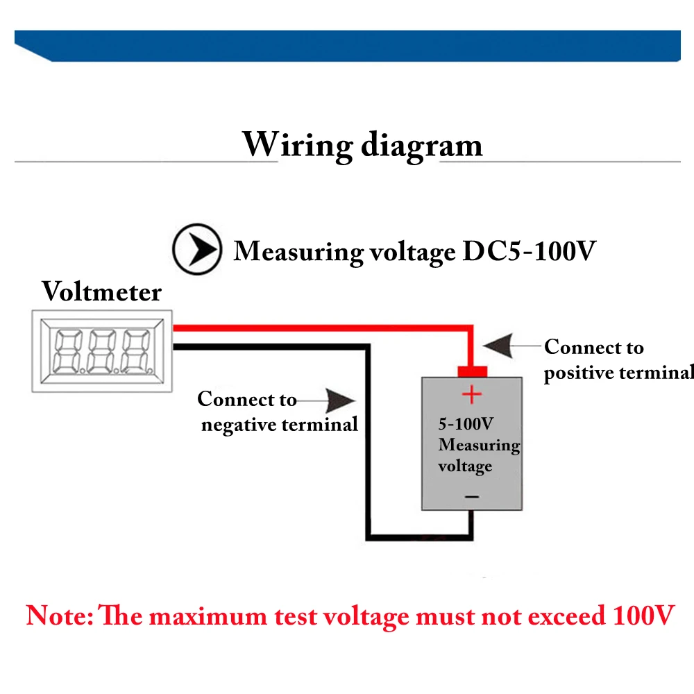 DC 4-100V LED Digital Display Round Two-wire Voltmeter DC Digital Car Voltage Current Meter Volt Detector Tester Monitor Pane