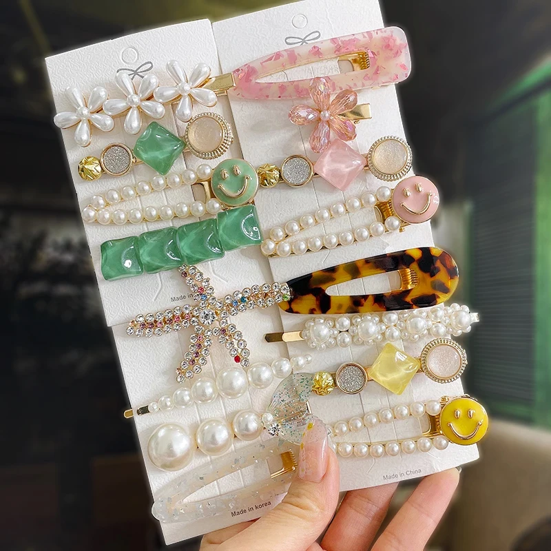 1 Set Pearl Hair Clips For Women Korean Women Hairpins Girl Geometric Hair Barrettes Fashion Hairgrip Side Clip Hair Accessories