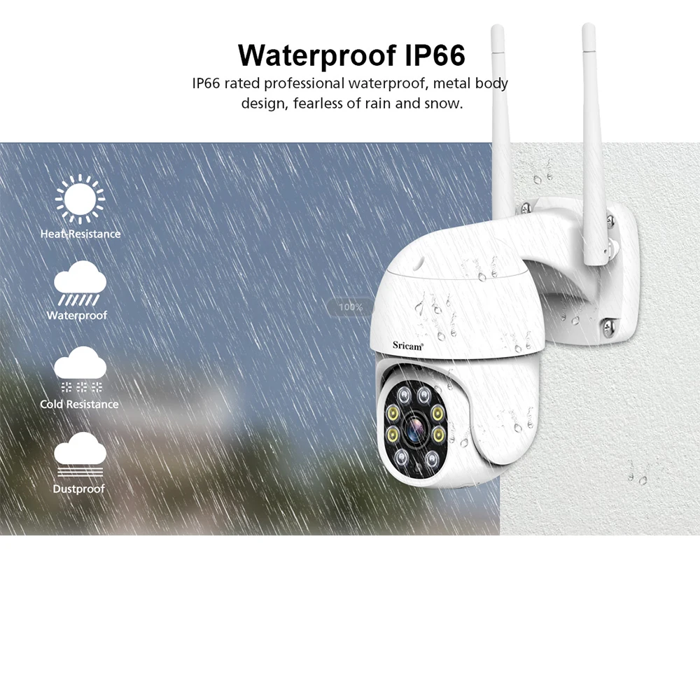 Sricam SP028 2.0MP Starlight WIFI IP Camera IP66 Waterproof Outdoor AI Human Body Detection Color Night Vision CCTV Baby Monitor