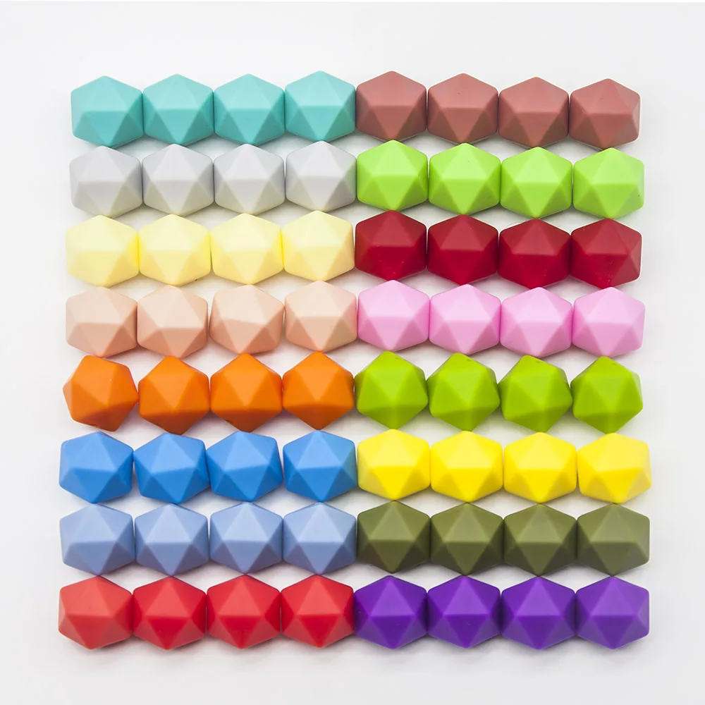 Cute-idea 10pcs 14mm Silicone Icosahedron Beads BPA Free Baby  Teething Chewable Beads DIY Pacifier Chain Toys Infants Goods