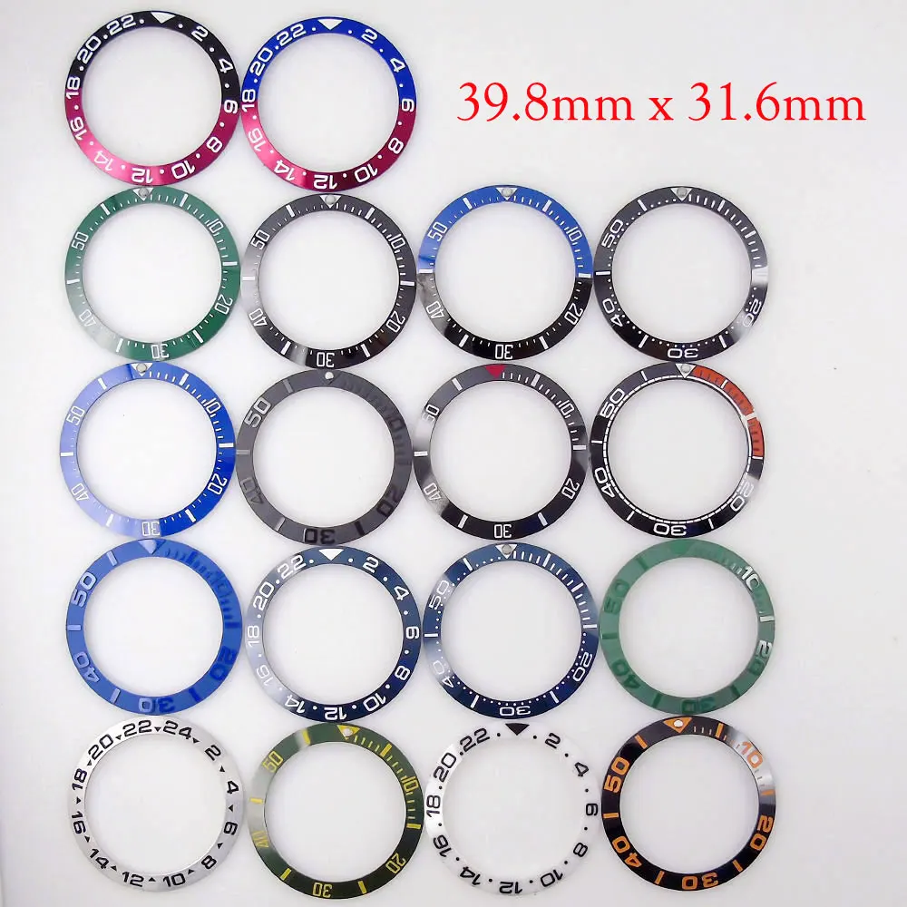 39.8mm*31.6mm Slope Watch Bezel Insert Ceramic Alloy Ring Red Navy Blue Green Black White Silver fit GMT Watch