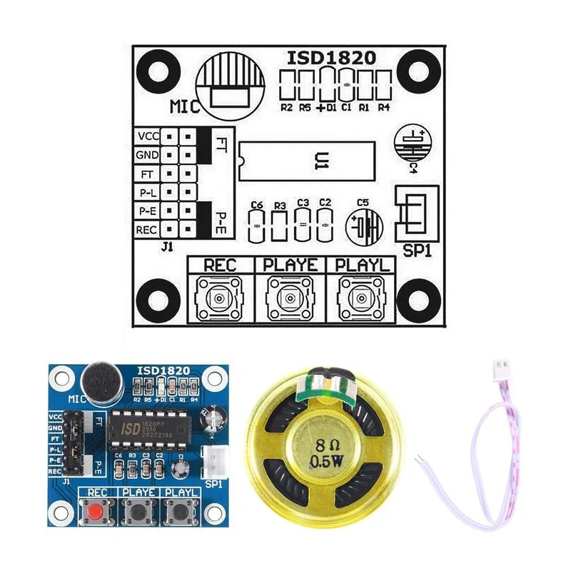 ISD1820 Sound Voice Recording Playback Module Sound Recorder Board with Microphone Audio Loudspeaker for Ar-duino CYT1022