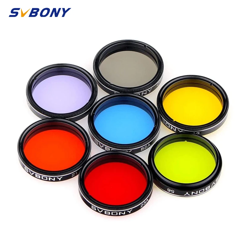 SVBONY Filter 1.25" Moon +CPL Filter+Five Color Filter Kit for Enhance Lunar&Planetary View Reduces Light Pollution SV155