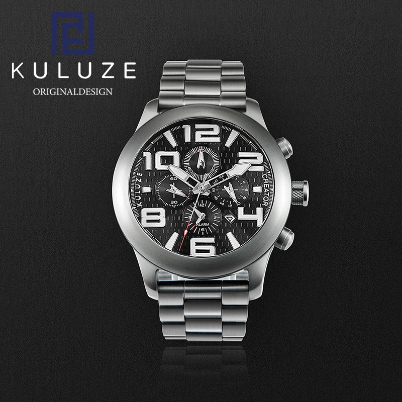 KULUZE Fashion Outdoor Sport Watch Men Multifunction Watches Alarm Clock Chrono  Titanium Watch Reloj Hombre