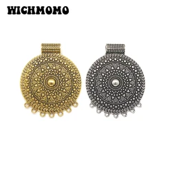 2025 New Fashion 2pieces/bag Geometric Gold Zinc Alloy Round Big Connectors Linker with Groove Diy Jewelry Necklace Accessories