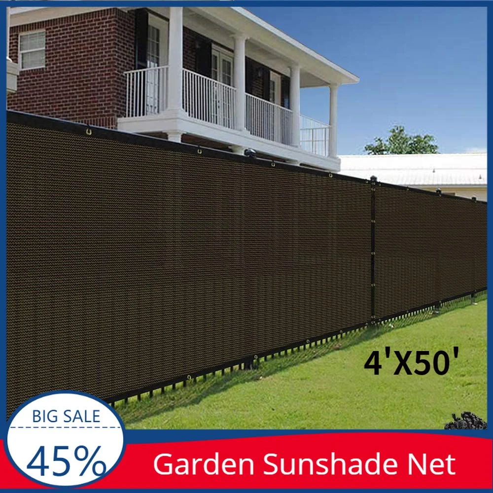 

Brown Fence Privacy Screen, Commercial Outdoor Backyard Shade Windscreen Mesh Fabric 90% Blockage