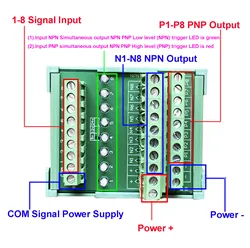 8 ~ 16 CHE izolacja transoptorowa płyta modułu NPN PNP podwójny sygnał wyjściowy moduł konwersji polaryzacji NPN na PNP PNP na NPN 3.3V ~ 24V