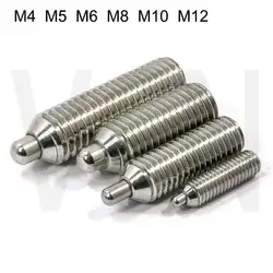 Spring plungers with round-ended pin and hex.socket,screw with spring pin,M4 M5 M6 M8 M10 M12 ,304 Stainless Steel