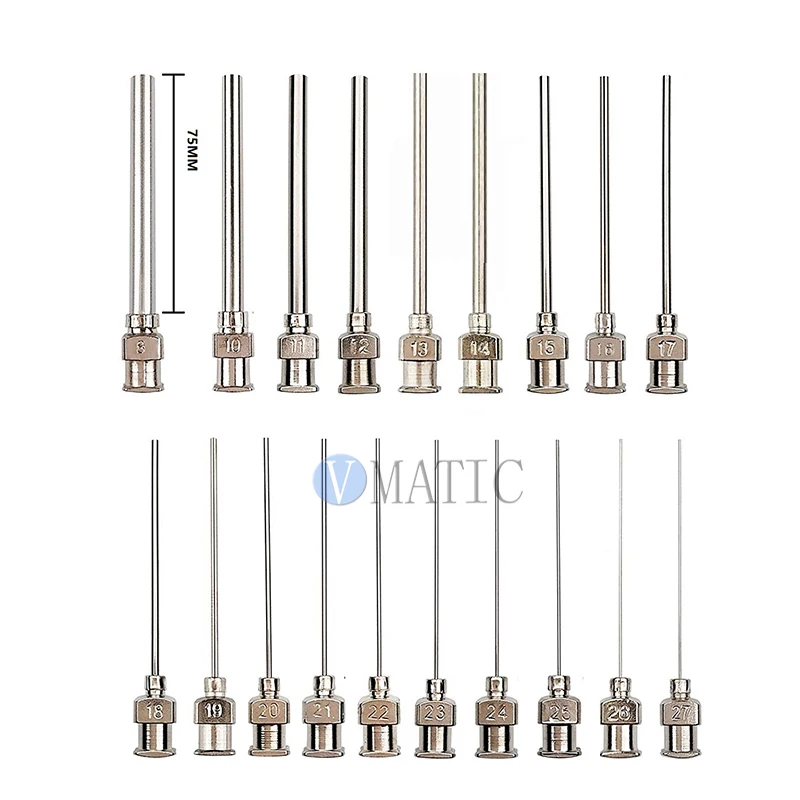 Free Shipping 12Pcs High Precision All Metal Tips Tube Length 75Mm Stainless Steel Needles