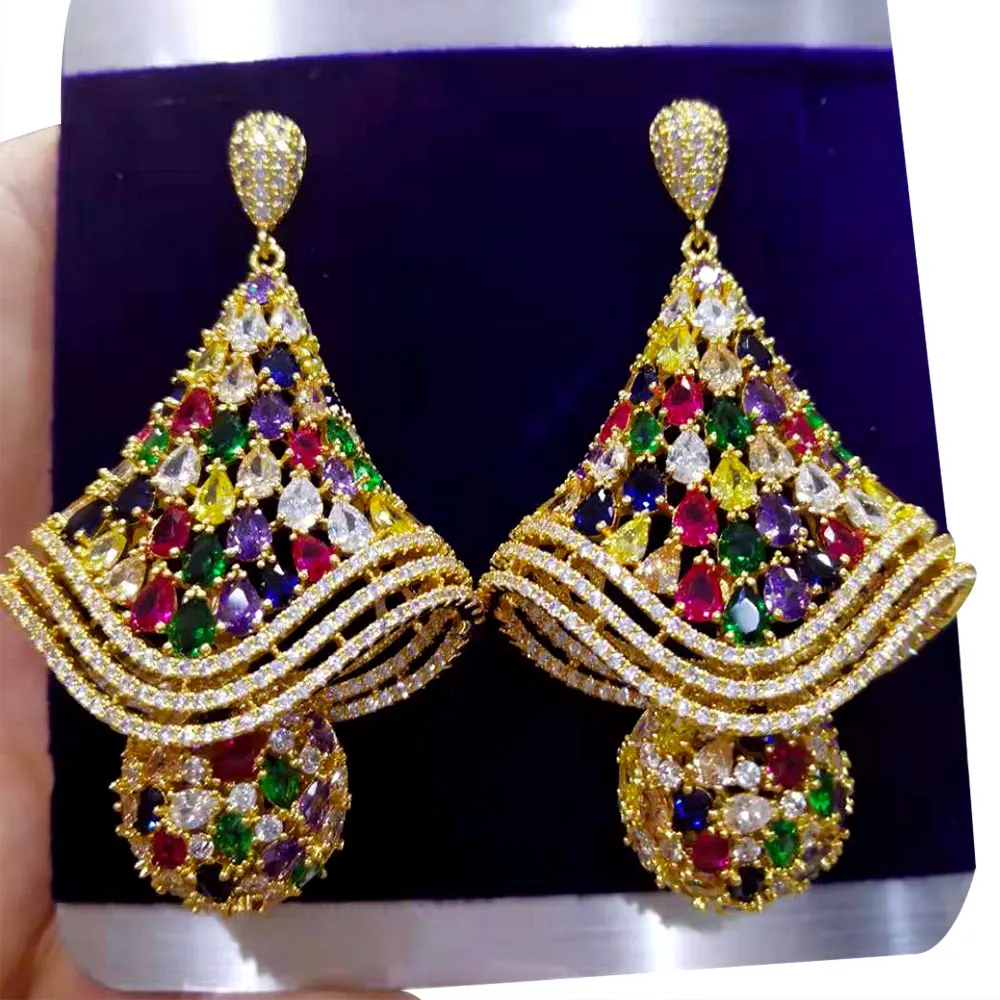 GODKI Bohemian Flower Indian Kundan Earrings For Women Wedding Party Dubai Indian Jewelry aretes de mujer modernos 2022