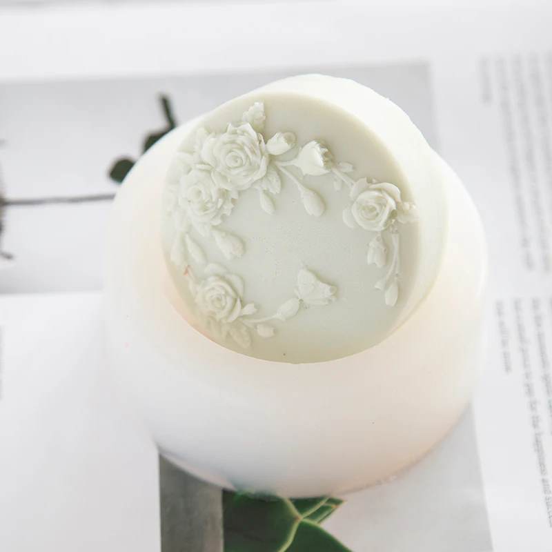 Round Shape Rose Flower Handmade Soap Silicone Mold Peony Rose Flowers Soap Making Molds Scented Candle Resin Plaster Mould