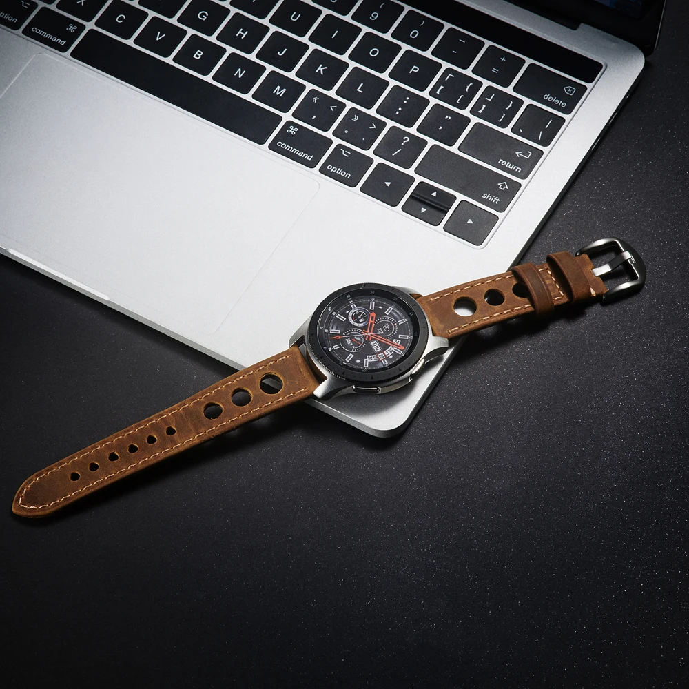 Watch Band Strap Soft Leather Watch Band Wristband With Buckle Cowhide Three holes Breathable Watch Belt 20mm 22mm Vintage Brown