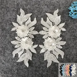 New arrive Flower Polyester Pair of Hollow ABS pearl 3D Rhinestone Lace Craft Baby Hair Band Needlework Accessories Application