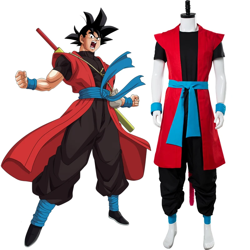 Dbs Heroes: Universe Missie Tijd Patrol Saiyan Son Goku: Xeno Zeno Rode Goku Kakarot Outfit Cosplay Kostuum C018