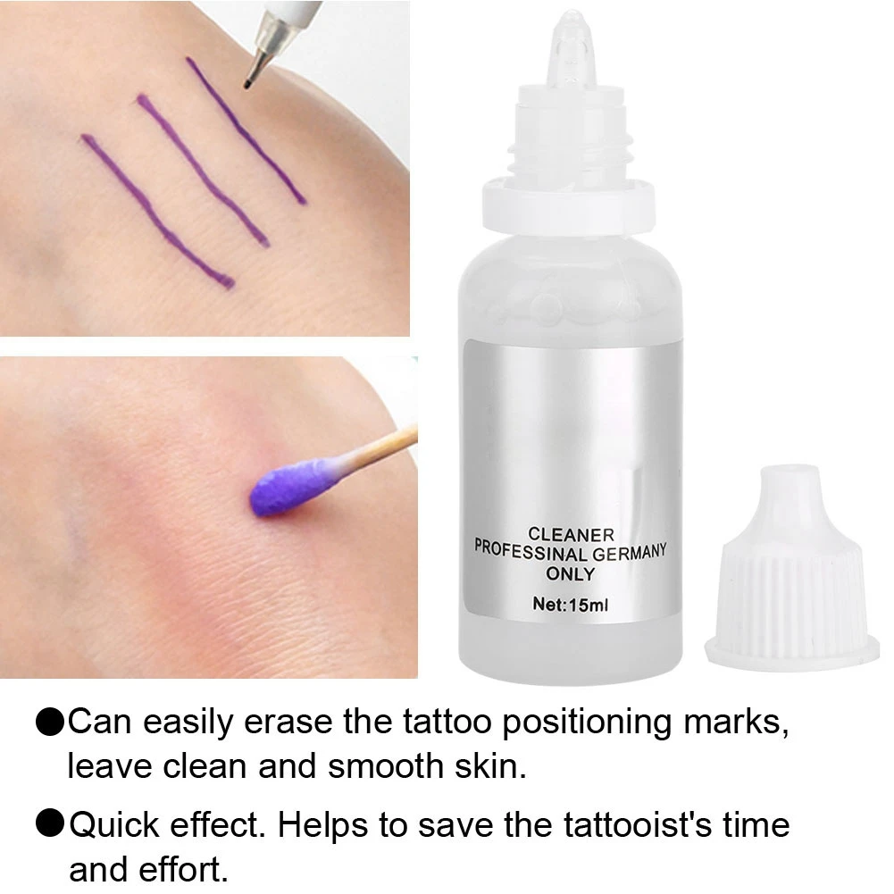 Flcopropriété de 15ml de liquide pour enlever les marques de tatouage, encre pigmentée pour maquillage, tampon d'essuyage professionnel semi-permanent pour site de marquage