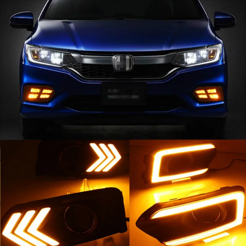 For Honda City Grace 2017 2018 2019 Turn Yellow Signal Relay Waterproof ABS 12V Car Lamp DRL LED Daytime Running Light Fog Lamp