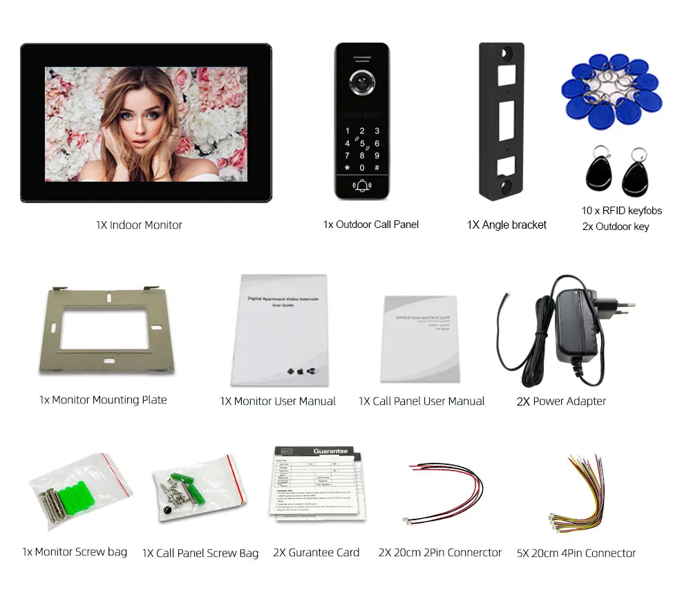 Système d\'interphone vidéo intelligent sans fil Tuya, sonnette IP, moniteur à écran tactile, prise en charge de la caméra 1080P, déverrouillage par