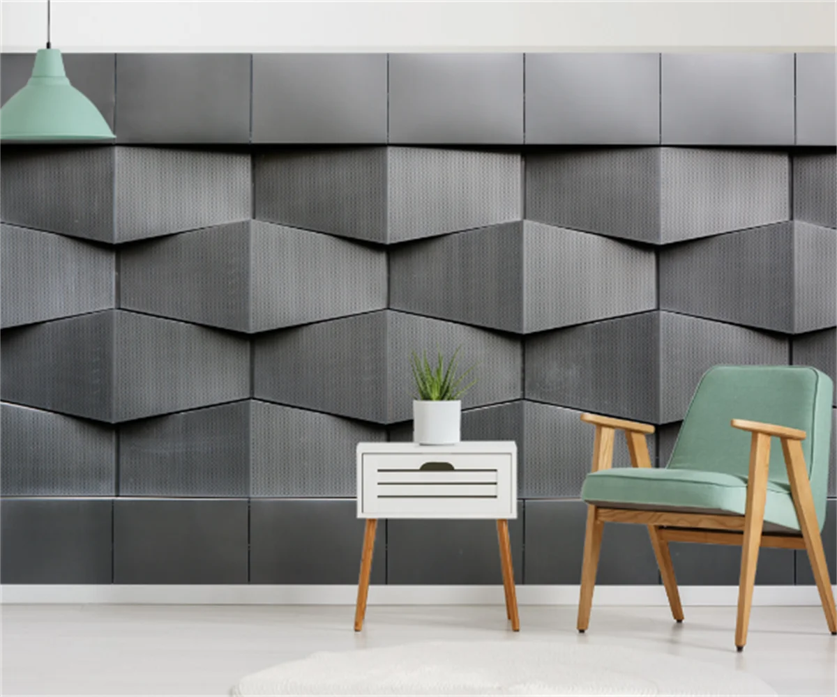 

European and American 3D stereo abstract gray black background wall geometric wallpaper custom hotel tooling wall painting